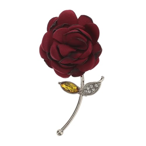 Healvian Broschennadel Blumennadel S Broschen Und Nadeln Corsage Schmuck Für Frauen Damen Hochzeit Blumennadel Rosenblumenbrosche Strass Metallnadel Roter Stoff von Healvian
