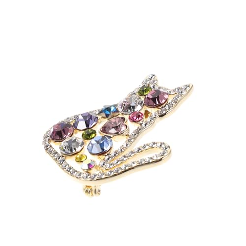 Healvian Bunte Katzenbrosche Leichter Metall-anstecker mit Farbigen Strasssteinen Modischer Tier-broschenschmuck für Jacken Taschen Schals für Hochzeit Party Weihnachten von Healvian