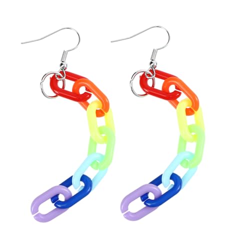 Healvian Bunte Kettenohrringe Anhänger Ohrringe Regenbogenfarben Leicht Hängend Auffälliges Schmuck Accessoire für Damen Geschenkidee zu Festen und Alltag Healvian Bunte Kettenohrringe Anhänger Ohrringe Regenbogenfarben Leicht Hängend Auffälliges Schmuck Accessoire für Damen Geschenkidee zu Festen und Alltag von Healvian