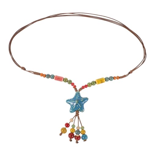 Healvian Vintage-halskette Im Chinesischen Stil Bunte Perlenketten Für Mädchen Keramik-stern-anhänger Retro-boho-design Ethnische Charm-schmuck Für Frauen von Healvian