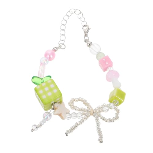 Healvian Buntes Perlenarmband Armbänder Perlenschleifenarmband Schleifenarmband Freunde Schleifenschmuck Schleifenarmband Für Frauen Harz Grün von Healvian