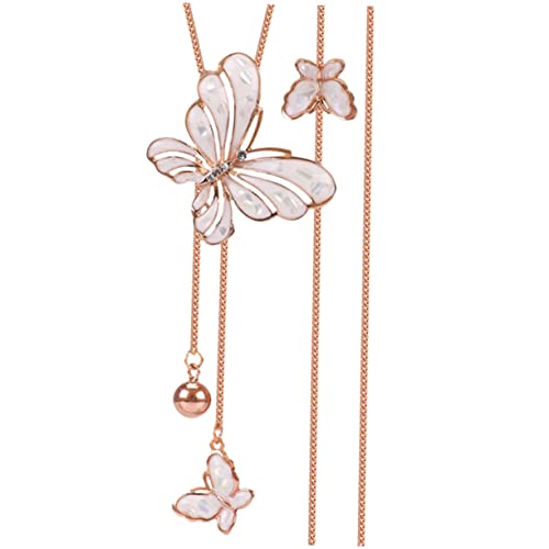 Healvian Butterflies Pulloverkette für Damen Modischer Schmuck mit Glitzerndem Anhänger für Abendkleider und Wintermode für Partys und Besondere Anlässe von Healvian
