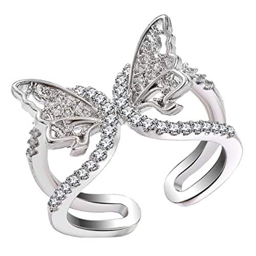 Healvian Butterfly Ring für Frauen Verstellbarer Dekorativer Fingerring Hochwertigem Legierungsmaterial Design mit Schmetterlingen Täglicher Schmuck oder zu Besonderen Anlässen Healvian Butterfly Ring für Frauen Verstellbarer Dekorativer Fingerring Hochwertigem Legierungsmaterial Design mit Schmetterlingen Täglicher Schmuck oder zu Besonderen Anlässen von Healvian