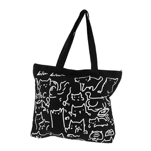 Healvian Canvas Single shoulder Bag Handgemalte Illustration Große Kapazität Langlebig Freizeit Umhängetasche Damen Reisetasche Alltagstasche von Healvian