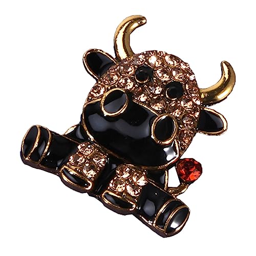 Healvian Cartoon Brosche Legierung Rinderform mit Strass für Damen und Mädchen Modisches Accessoire für Kleidung für Pullover Kleider und Schals von Healvian