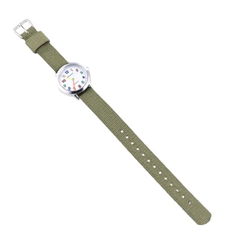 Healvian Cartoon Quarzuhr Sportuhr mit Verstellbarem Grünem Nylonarmband Minimalistisches Design Präzise Zeitmessung Robust und Bequem für Schule und Freizeit von Healvian