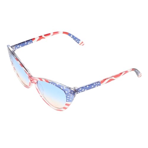 Healvian Cat Eye Sonnenbrille mit Us Flaggenmuster Uv Schutz Of July Partybrille Vielseitig für Outdoor Reise Festival Hawaiian Tropical Glasses von Healvian