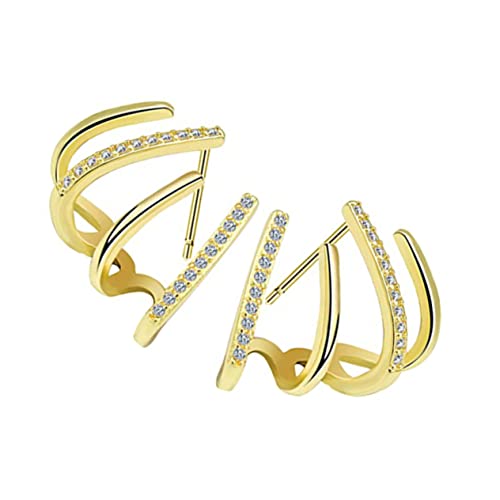 Healvian Chic Ohrstecker für Damen Diamantbesetzte Klauenförmige Ohrstecker Goldfarbe für Frauen zu Anlässen Wie Geburtstag Valentinstag Hochzeit Weihnachten von Healvian