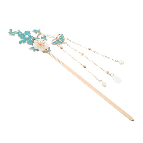 Healvian Chinesische Haarnadel Förmig mit Blauem Emaille Blumenmuster Vintage Haarstab mit Quasten Handgefertigt Langlebig Glänzend für Traditionelle und Moderne Frisuren bei Frauen und von Healvian