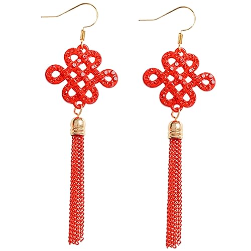 Healvian Chinesische Knoten Ohrhänger Damen Quasten Ohrringe Rot Leicht Allergiefrei Neujahrs Schmuck Festliche Ohrschmuck Damen Alltag Hochzeit von Healvian