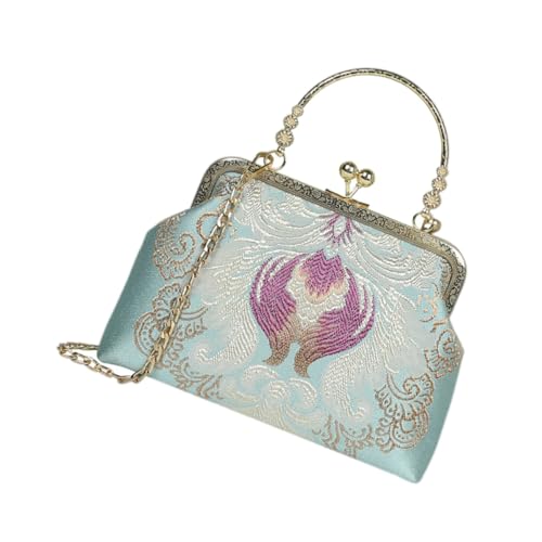 Healvian Chinesische Stil Cheongsam Schultertasche Retro Bestickte Clutch Abendtasche Damen Umhängetasche Vintage Tasche für Party Shopping von Healvian