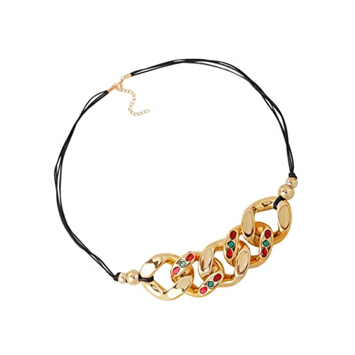 Healvian Klobige Halskette Lederband Statement-schmuck Kubanische Gliederkette Für Frauen Glatt Tragbar von Healvian
