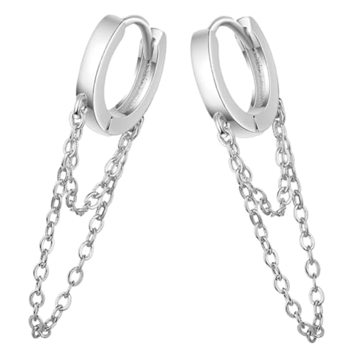 Healvian Clip Ohrclips mit Kettenquasten Leichte Ohrhänger für Damen und Jugendliche Sichere nicht Stechende Clip Ohrringe Stylische Tropfen Ohrringe in Platinfarbe von Healvian