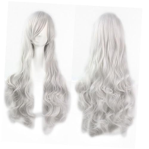 Healvian Silberne Perücke Aus Kunsthaar Ca Lang Wavy Für Frauen Und Mädchen Für Kostümbälle Und Cosplay von Healvian