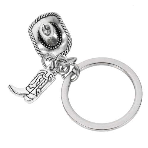 Healvian Cowboy Hut Schlüsselanhänger mit Westernstiefel Anhänger Leichtes Metall Schlüsselring Ornament Stilvolles Accessoire für Tasche und Western Motiv für Männer und Frauen von Healvian