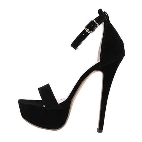 Healvian Creative Damen Sandalen mit Hohem Absatz Langlebige Leichte Schwarze Sommerschuhe mit Feinem Riemendesign Modische Komfortable High Heels für Freizeit und Party von Healvian