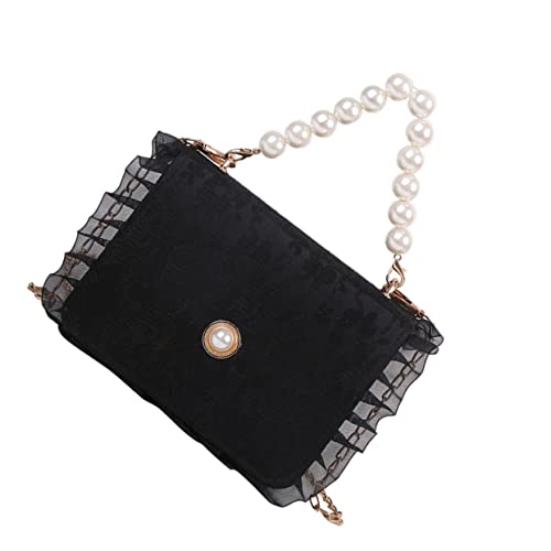 Healvian Crossbody Bag Damen Schultertasche mit Perlenkette und Spitzen Design Leichte Umhängetasche Mittlerer für Alltag Reisen Party und Shopping von Healvian