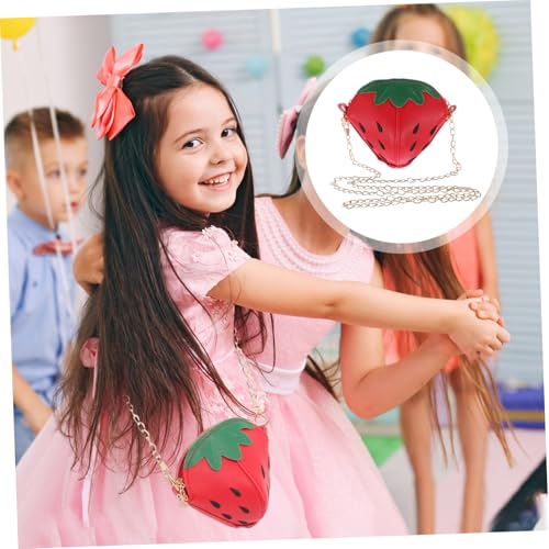 Healvian Crossbody Bag Erdbeer Design mit Kette Rote Schultertasche für Mädchen Kleine Umhängetasche Süße Geldbörse für Verstellbarer Gurt für Alltag und Geschenke von Healvian