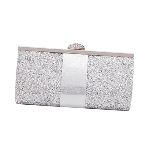 Healvian Damen Abendtasche Glitzer Clutch Handtasche Silber für Hochzeit Party mit Kette Modisch Stilvoll für Ball und Festliche Anlässe von Healvian