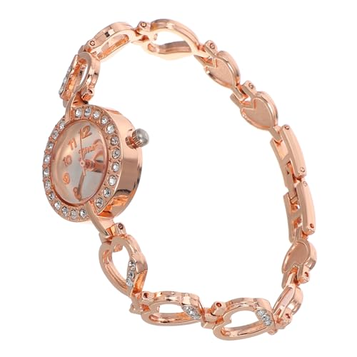 Healvian Rosen Gold Damen Armbanduhr Mit Strass Quarz Uhr Für Frauen Armkette Stilvolle Handgelenksdekoration Für von Healvian