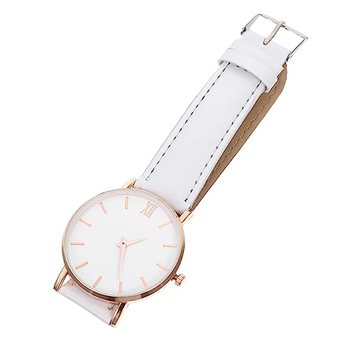 Healvian Damen Armbanduhr mit Weißem Lederarmband Analog Uhr mit Römischen Ziffern Tragbar für Veranstaltungen Freizeit Verschleißfestes Design Modisches Accessoire für Frauen von Healvian