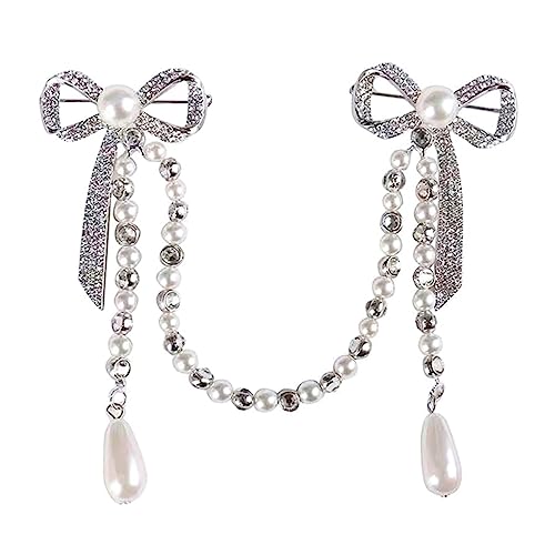 Healvian Damen Brosche mit Perlen und Quasten Brustnadel aus Langlebiger Legierung Funkelnde Corsage Kette für Kleidung Stilvolles Accessoire für Kleider und Jacken von Healvian