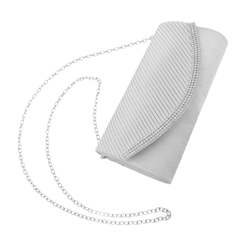 Healvian Damen Clutch Abendtasche Elegant Funkelnd Umschlag Handtasche mit Kette Silber für Hochzeit Party Abendveranstaltung Sichere Verschluss Mittelgroß Vielseitig für Festliche Anlässe von Healvian