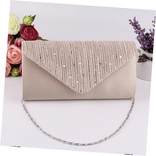 Healvian Damen Clutch Abendtasche aus Satin mit Funkelnden Diamanten Besetzt Crossbody Bag in Apricot Vielseitige Umhängetasche für Dinner Party Hochzeit und Alltag von Healvian