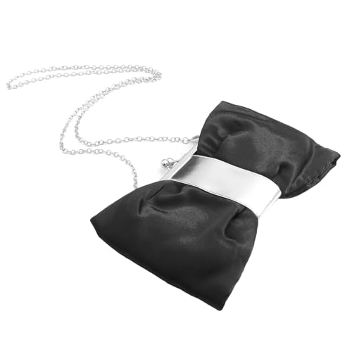 Healvian Damen Clutch Abendtasche mit PU Schleife und Kettenriemen Umhängetasche für Hochzeit Bankett Party und Festliche Anlässe Geräumig und Stilvoll in Schwarz von Healvian
