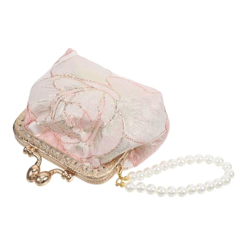 Healvian Damen Clutch Abendtasche mit Perlenbesatz Vintage Handtasche für Hochzeit und Party Praktischer Münzfach Geldbeutel mit Goldenem Kompakt und Handlich für Besondere Anlässe von Healvian