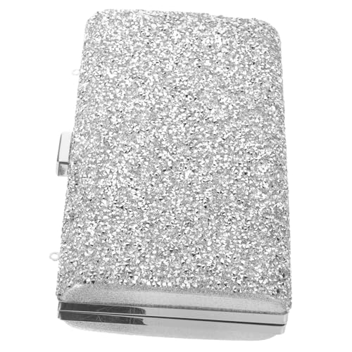 Healvian Damen Clutch Bag mit Funkelnden Strasssteinen Silberne Abendtasche für Hochzeit Party Große Kapazität Handtasche für Dinner Event und Festliche Anlässe von Healvian