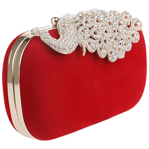 Healvian Damen Clutch Handtasche mit Abnehmbarer Kette Strassbesetzte Abendtasche für Hochzeit und Party Klassisches Material Vielseitig als Hand oder Schultertasche von Healvian