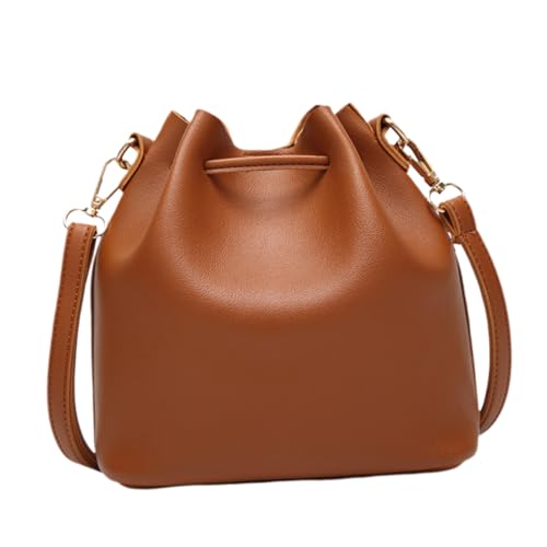 Healvian Damen Crossbody Tasche Bucket Bag aus mit Kordelzug Umhängetasche mit Quaste Kleine Handtasche für Alltag und Reisen Braune Casual Schultertasche von Healvian