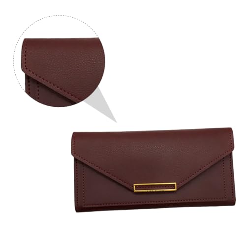 Healvian Damen Geldbörse Langformat Retro Stil PU Material Multifunktional Kompakt Für Karten Münzen Schlüssel Weinrot von Healvian