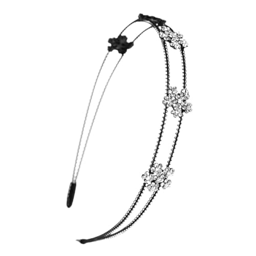 Healvian Damen Haarreif mit Doppelter Schicht und Strassbesatz Modisches Blumen Stirnband aus Stabilem Metall Leichter Eleganter Kopfschmuck für Alltag und Festliche Anlässe von Healvian