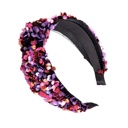 Healvian Damen Haarreifen mit Doppeltem Netzstoff und Samt Modisches Pailletten stirnband mit Knoten Eleganter Haarschmuck für Partys und Alltag Schimmerndes Accessoire von Healvian