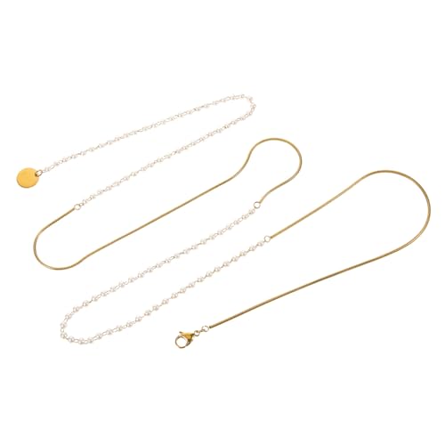 Healvian Damen Halskette Doppelreihige Perlenkette Goldfarbene Titanstahl Ketten Damen Schmuck Vintage Stil Clavicle Schmuck Elegant und Vielseitig für Frauen von Healvian