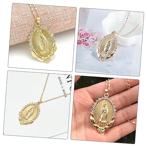 Healvian Damen Halskette mit Goldfarbenem Mary Anhänger Dekorative Religiöse Schmuckkette für Frauen Modisches Accessoire für Alltag Party und Besondere Anlässe von Healvian