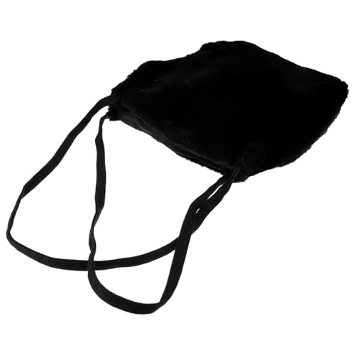 Healvian Damen Handytasche Umhängetasche aus Plüsch Modische Crossbody Bag Leichte Weiche Handy Tasche mit Großem Stauraum für Outdoor und Alltag Schwarzes Design von Healvian