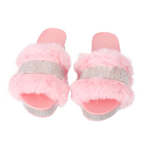 Healvian Damen Hausschuhe mit Dicker Sohle und Anti rutsch sohle Warme Weiche Plüschpantoffeln mit Funkelnden Strasssteinen Bequeme Indoor Winterschuhe für Kalte Tage Geschenkidee von Healvian