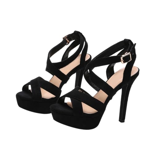 Healvian Damen High Heels Peep Toe Sandaletten mit Feinem Absatz Atmungsaktivem Material Rutschfester Sohle Komfortabel für Arbeit und Alltag Modische Schwarze Sommer Schuhe von Healvian