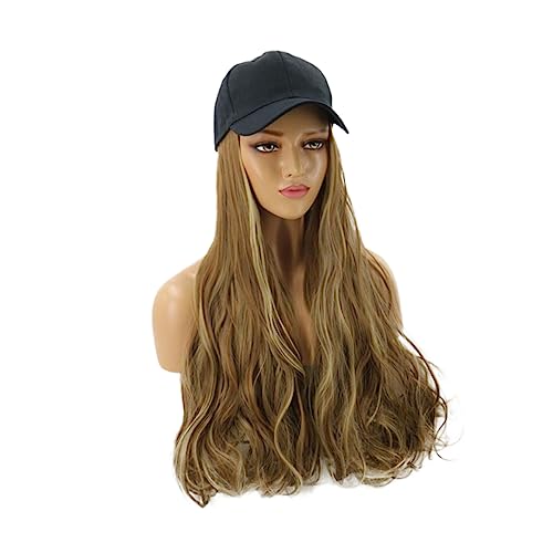 Healvian Frauen Haarkapellen Perücke Mit Hut Lange Lockige Frisur Modisches Haarteil Für Elegante Anlässe Für Cosplay Partys Und Hochzeiten Gradient Braun von Healvian