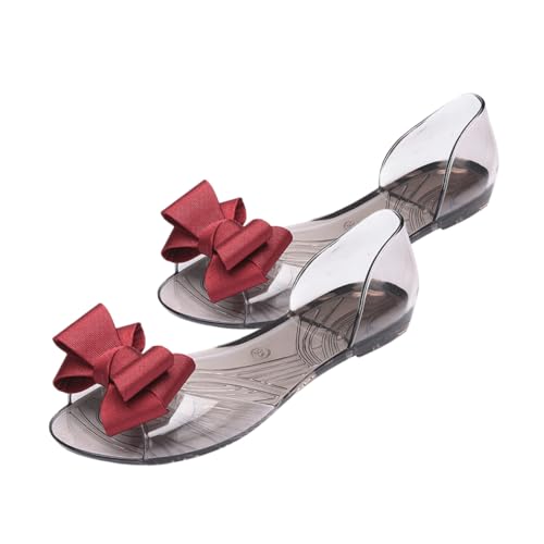 Healvian Damen Jelly Flats Sandalen Flach Bowknot Design Modisch Strapazierfähig Rot Sommer Strand Schuhe Geeignet für Freizeit und Alltag Healvian Damen Jelly Flats Sandalen Flach Bowknot Design Modisch Strapazierfähig Rot Sommer Strand Schuhe Geeignet für Freizeit und Alltag von Healvian