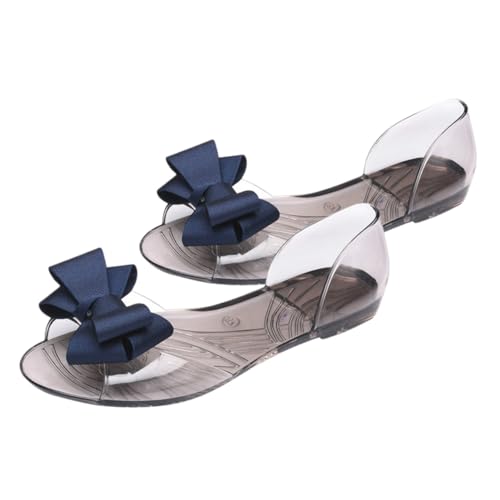Healvian Damen Jelly Shoes Sandalen Flach Sommer Strand Bowknot Design Leicht Atmungsaktiv Für Alltag Und Urlaub Blau von Healvian