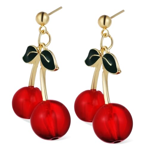 Healvian Damen Kirsche Ohrringe Goldfarben Dangle Frucht Ohrschmuck Süßes Design Alltag Party Healvian Damen Kirsche Ohrringe Goldfarben Dangle Frucht Ohrschmuck Süßes Design Alltag Party von Healvian