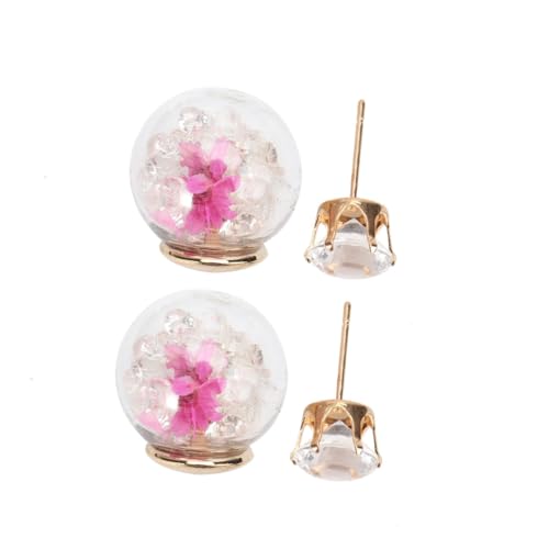 Healvian Damen Ohrstecker Kugel Ohrringe Doppelseitig Kreativ Getrocknete Blumen Schmuck Umweltfreundlich Elegant Leicht Tragbar Geschenkidee von Healvian