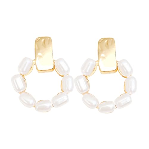 Healvian Damen Ohrstecker mit Hochwertigen Kunstperlen Kreisförmiges Design Hautfreundlich und Langlebig Vielseitig Tragbar für Alltag Festlichkeiten und Hochzeiten von Healvian