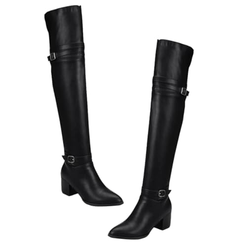 Healvian Damen Overknees Stiefel mit Dicker Absatz Kniehohe Lange Winterboots mit Rutschfester Sohle Modische Schnallenstiefel für Kalte Tage und Warm Healvian Damen Overknees Stiefel mit Dicker Absatz Kniehohe Lange Winterboots mit Rutschfester Sohle Modische Schnallenstiefel für Kalte Tage und Warm von Healvian