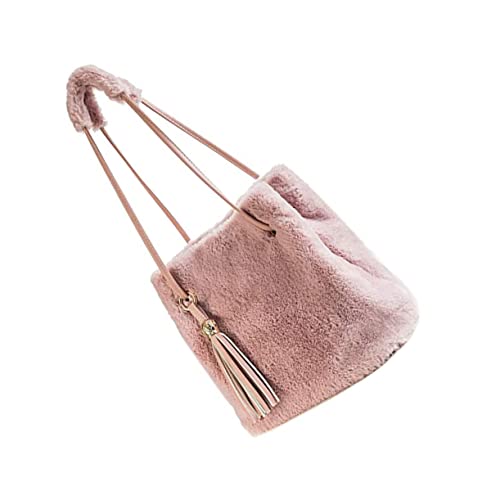 Healvian Damen Plüsch Umhängetasche All Match Schultertasche Kuscheliger Bucket Bag für Herbst Winter Alltag und Party von Healvian