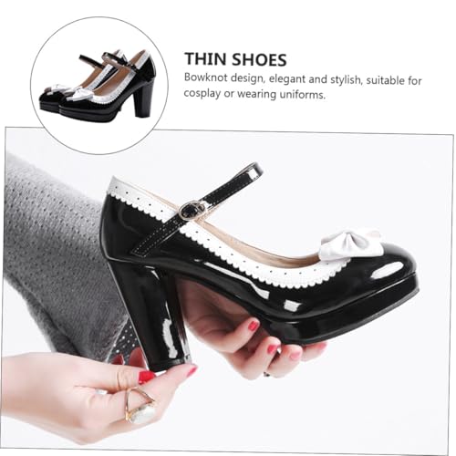 Healvian Damen Pumps mit Schleifen Akzent Mittelhoher Absatz Komfortabel und Atmungsaktiv Geeignet für Frühling und Herbst Stilvolle Flache Schuhe für Büro Party und Alltag Schwarz von Healvian